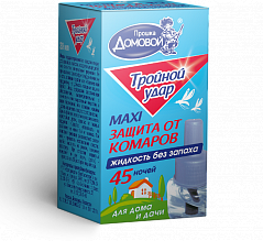 ДОМОВОЙ ПРОШКА Жидкость от комаров Тройной удар, 45 ночей
