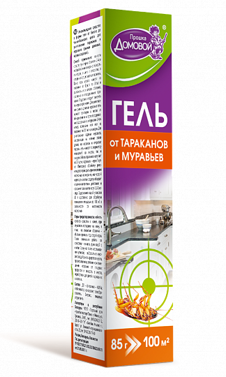 ДОМОВОЙ ПРОШКА Гель от тараканов и муравьёв, флакон 85г. 