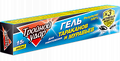 ТРОЙНОЙ УДАР Гель от тараканов и муравьев MINI, шприц-дозатор 15г 