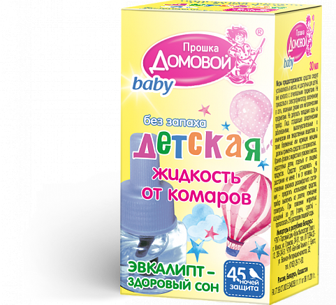 ДОМОВОЙ ПРОШКА Жидкость от комаров детская с экстрактом эвкалипта, 45 ночей