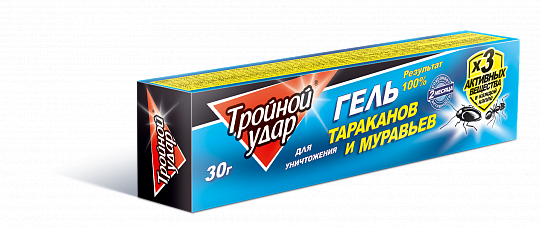 ТРОЙНОЙ УДАР Гель от тараканов, шприц-дозатор 30г
